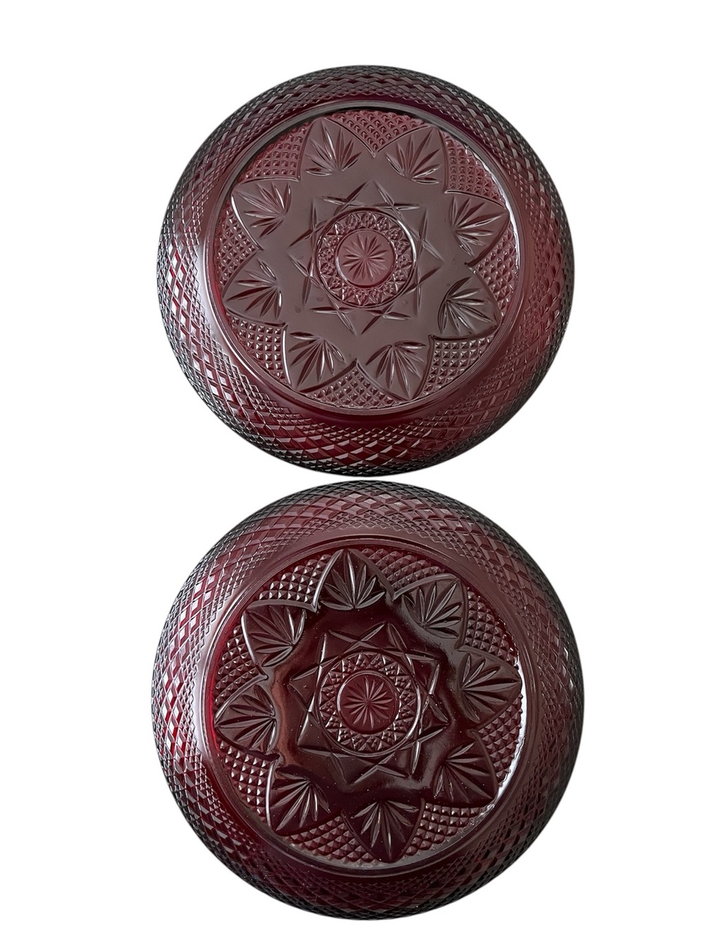 Cristal D’Arques Durand Vintage Ruby Red 10” Dinner Plates - set of 2